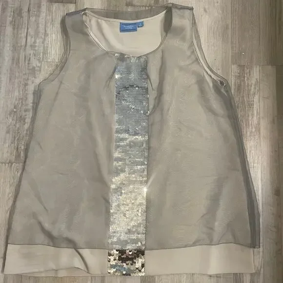 Simply Vera Vera Wang sequined tank w/ tulle overlay size XL - Picture 8 of 13